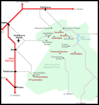 Map of Daisetsuzan, Sapporo